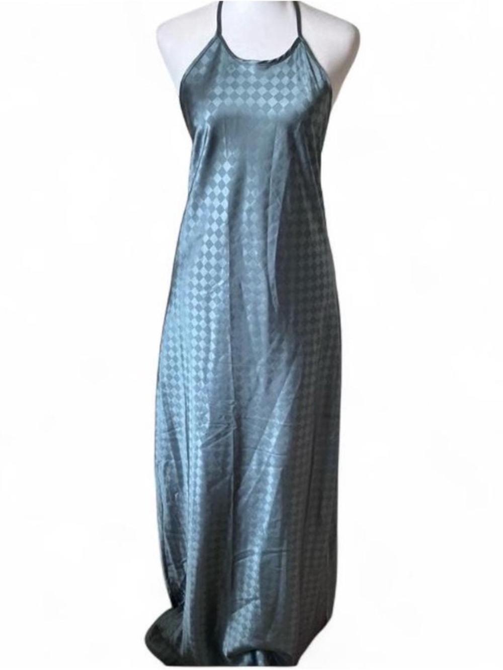 House of Harlow 1960 Halterneck Backless Baby Blue Diamond Patterned Dress Large - Picture 3 of 14